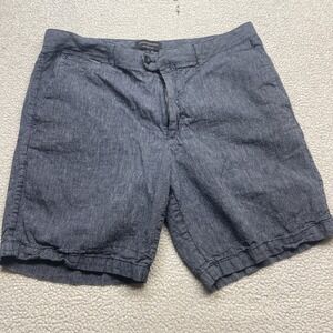 Banana Republic Shorts Mens 36 Blue White Linen Blend Pinstripe Flat Front 8.5in